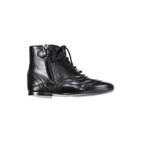 Papanatas Black Leather Lace Up Bootie
