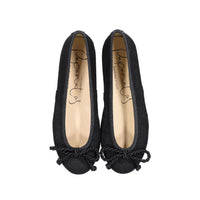 Papanatas Black Metallic Ribbed Ballet Flat