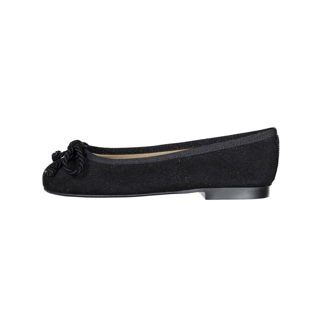 Papanatas Black Metallic Ribbed Ballet Flat