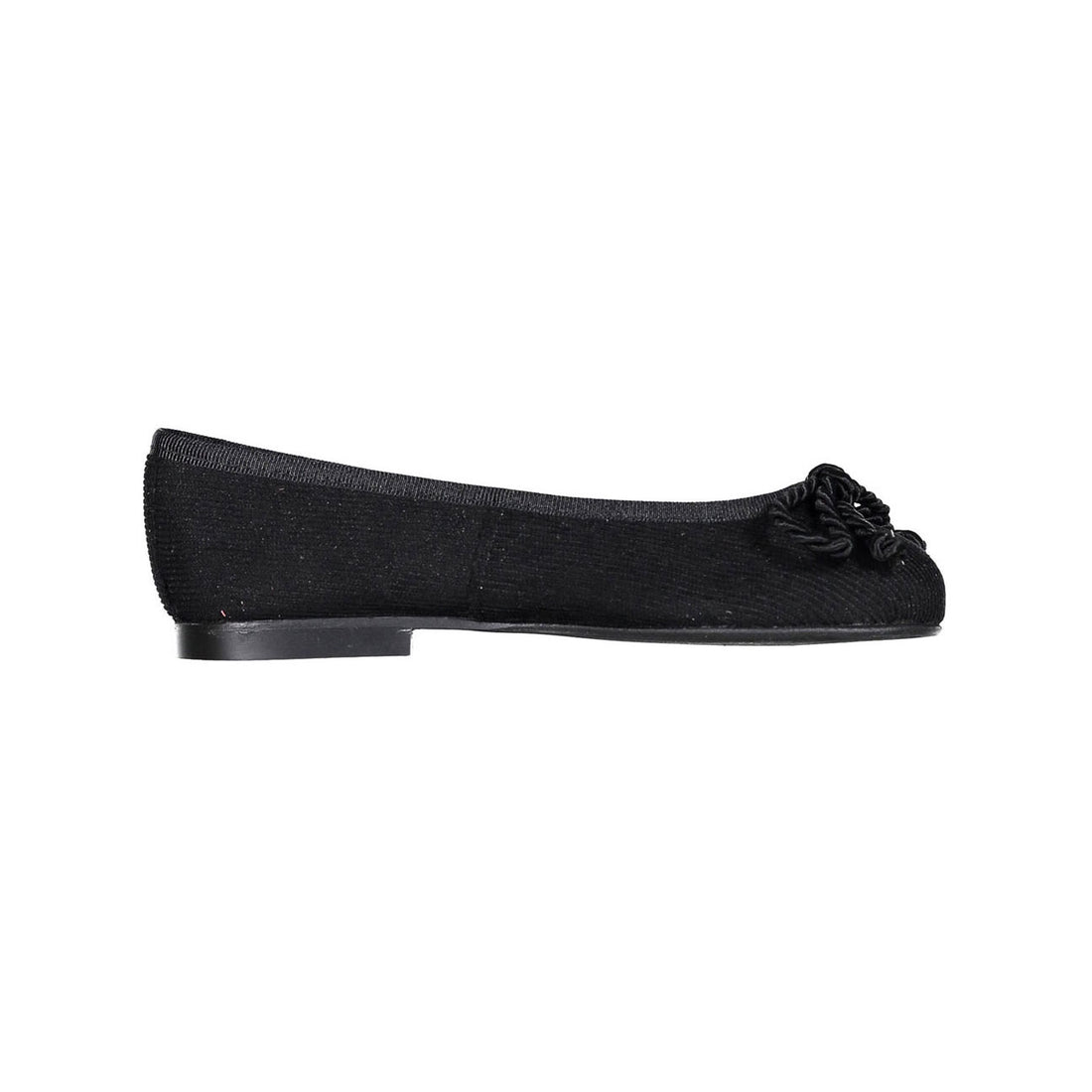 Papanatas Black Metallic Ribbed Ballet Flat