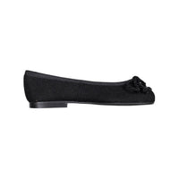 Papanatas Black Metallic Ribbed Ballet Flat