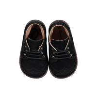 Papanatas Black Leather Wingtip Baby Booties