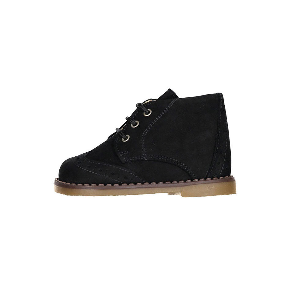 Papanatas Black Leather Wingtip Baby Booties