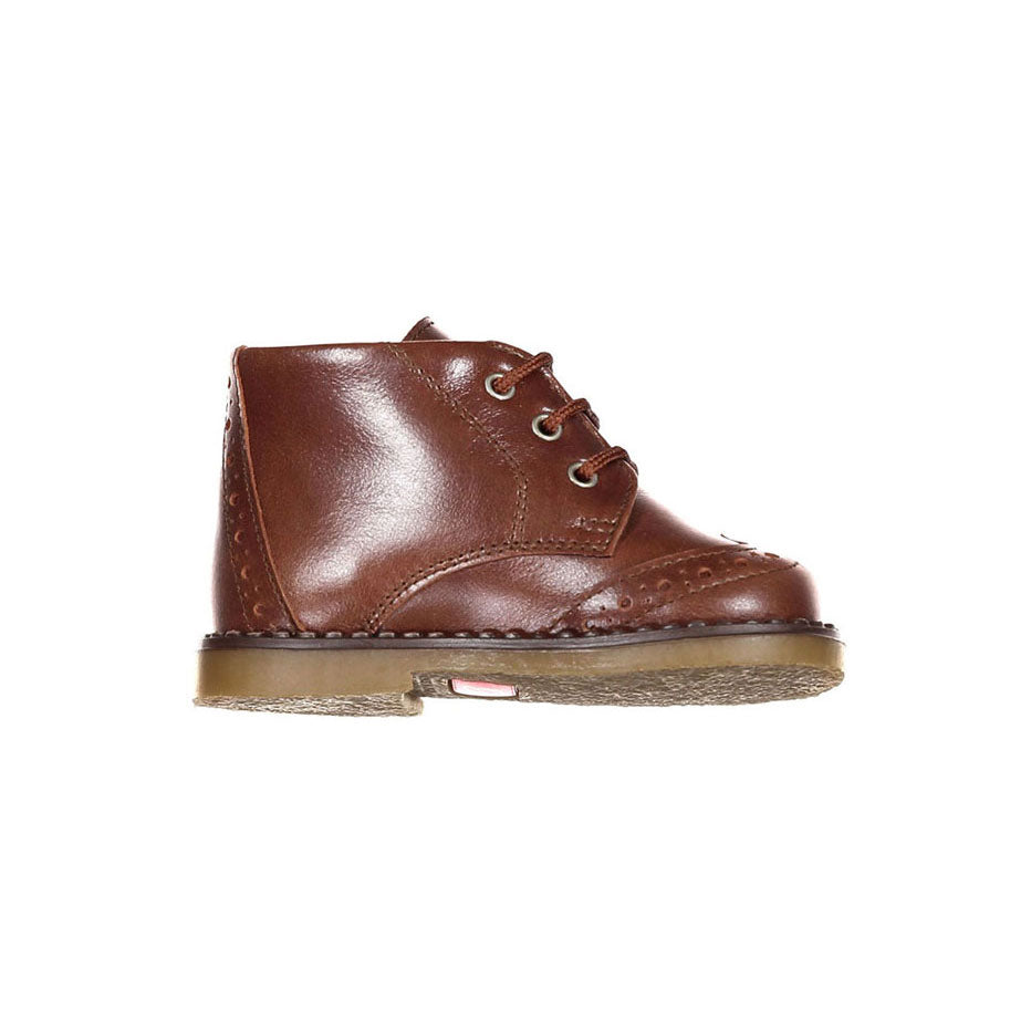 Papanatas Brown Leather Wingtip Baby Booties