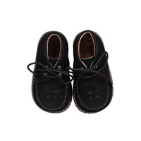 Papanatas Black Leather Wingtip Baby Booties