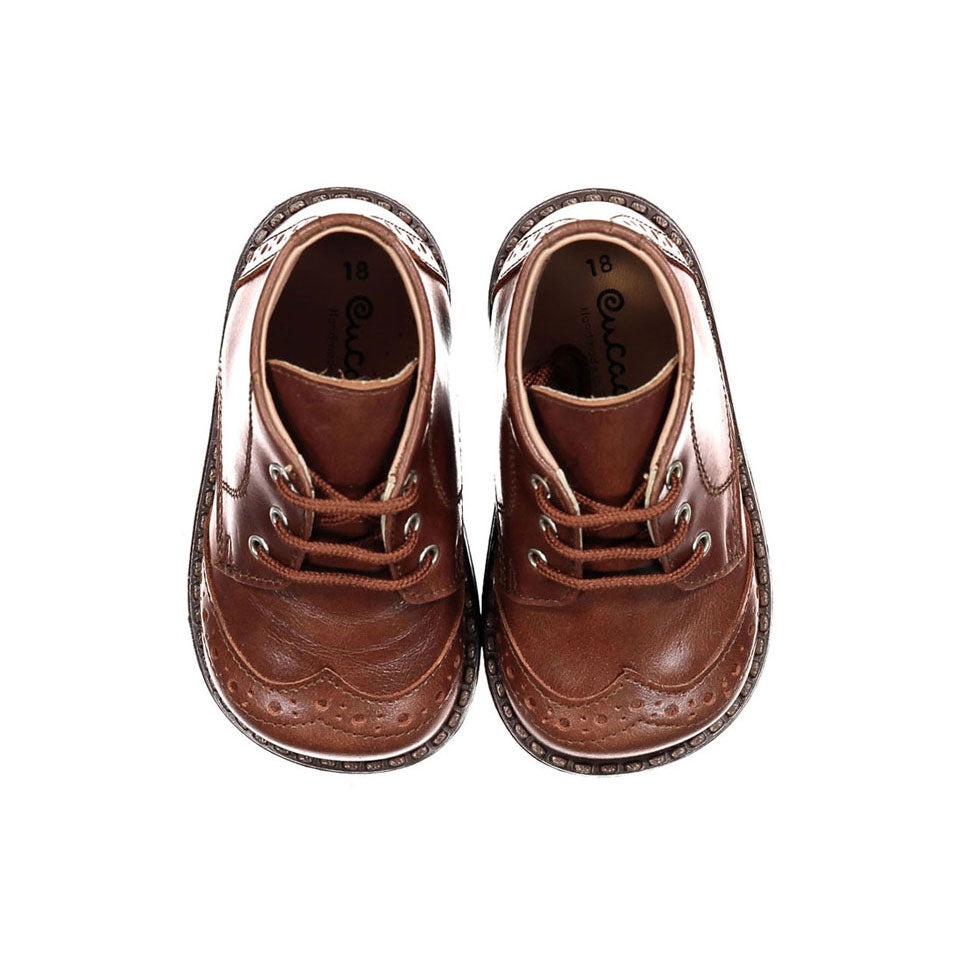 Papanatas Brown Leather Wingtip Baby Booties