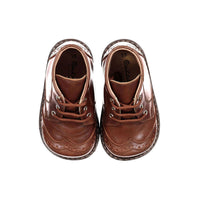 Papanatas Brown Leather Wingtip Baby Booties
