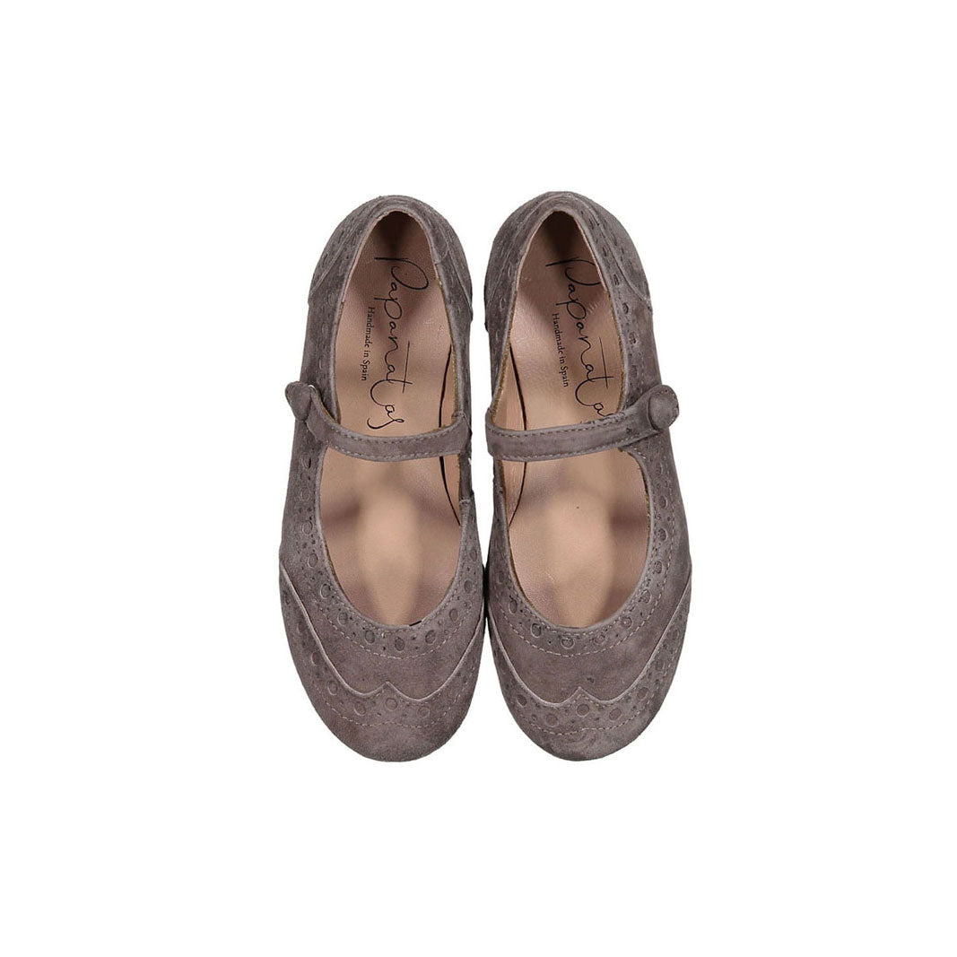 Papanatas Chestnut Suede Wingtip Mary Janes