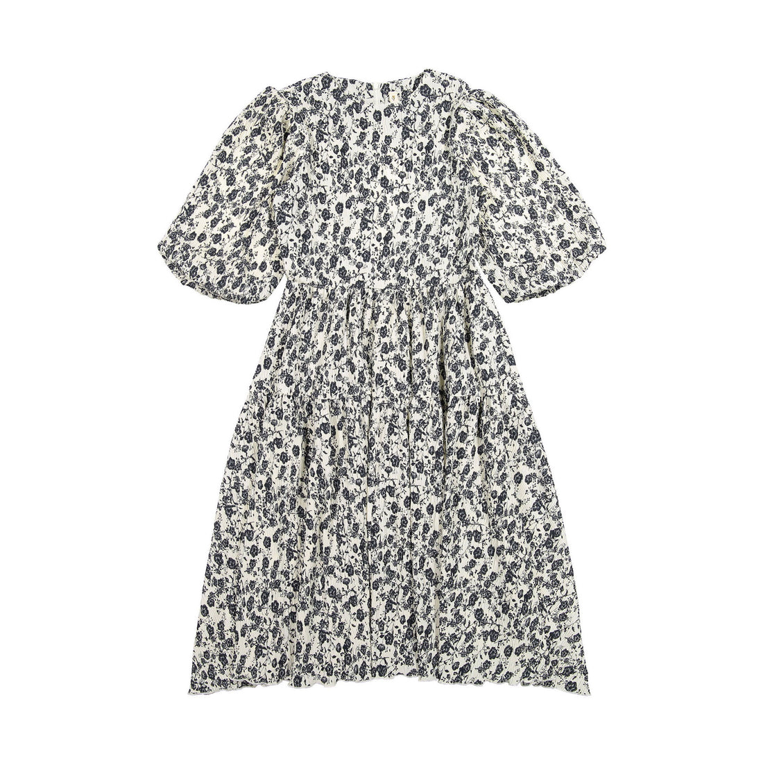Ava and Lu Black Flowers All Over Balloon Sleeve Dress