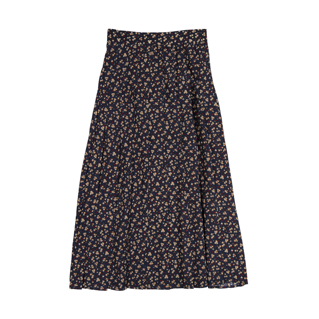 Ava and Lu Navy Floral Pleated Maxi Skirt