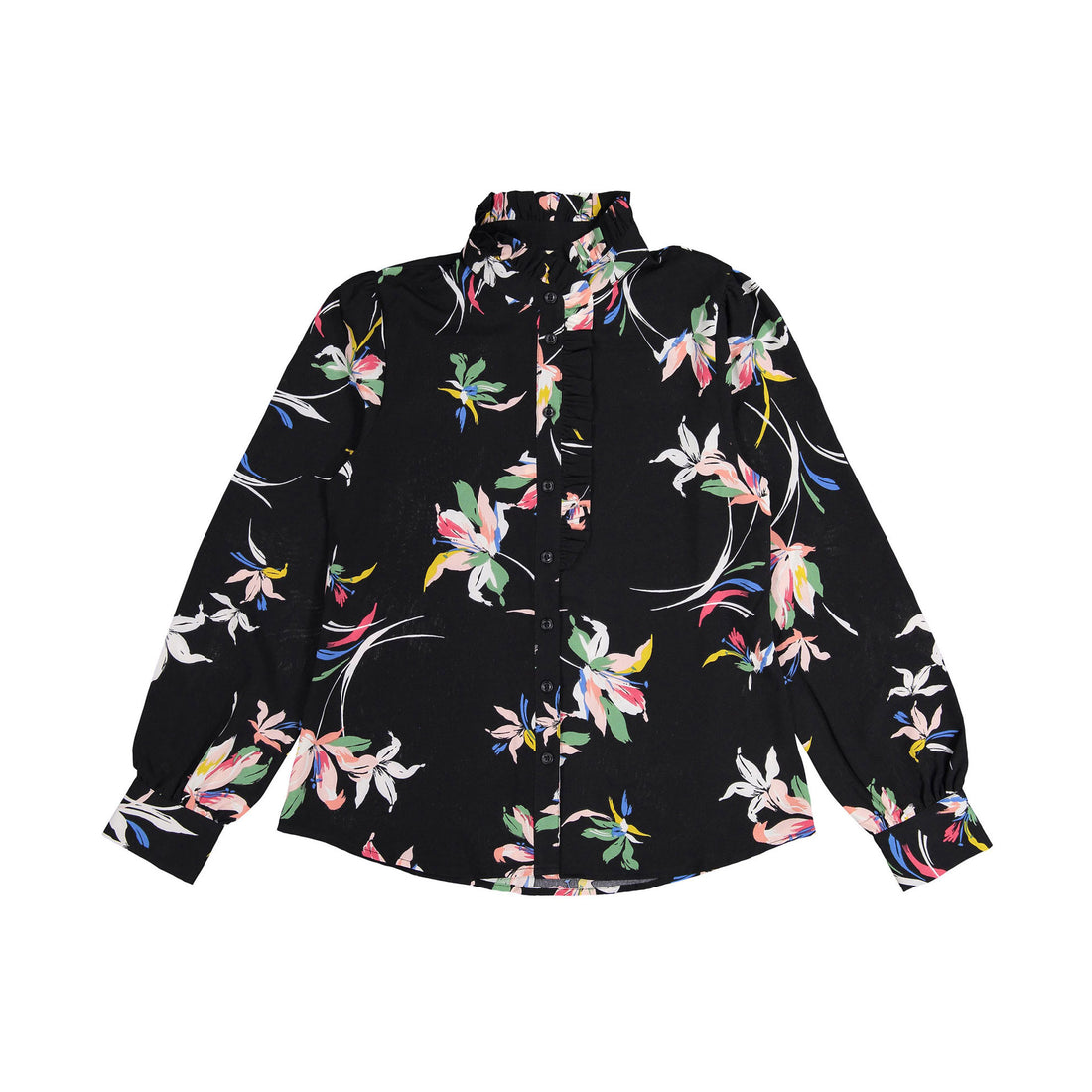 Ava and Lu Black Multi Floral Blouse
