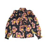 Ava and Lu Big Flowers Ruffle Blouse