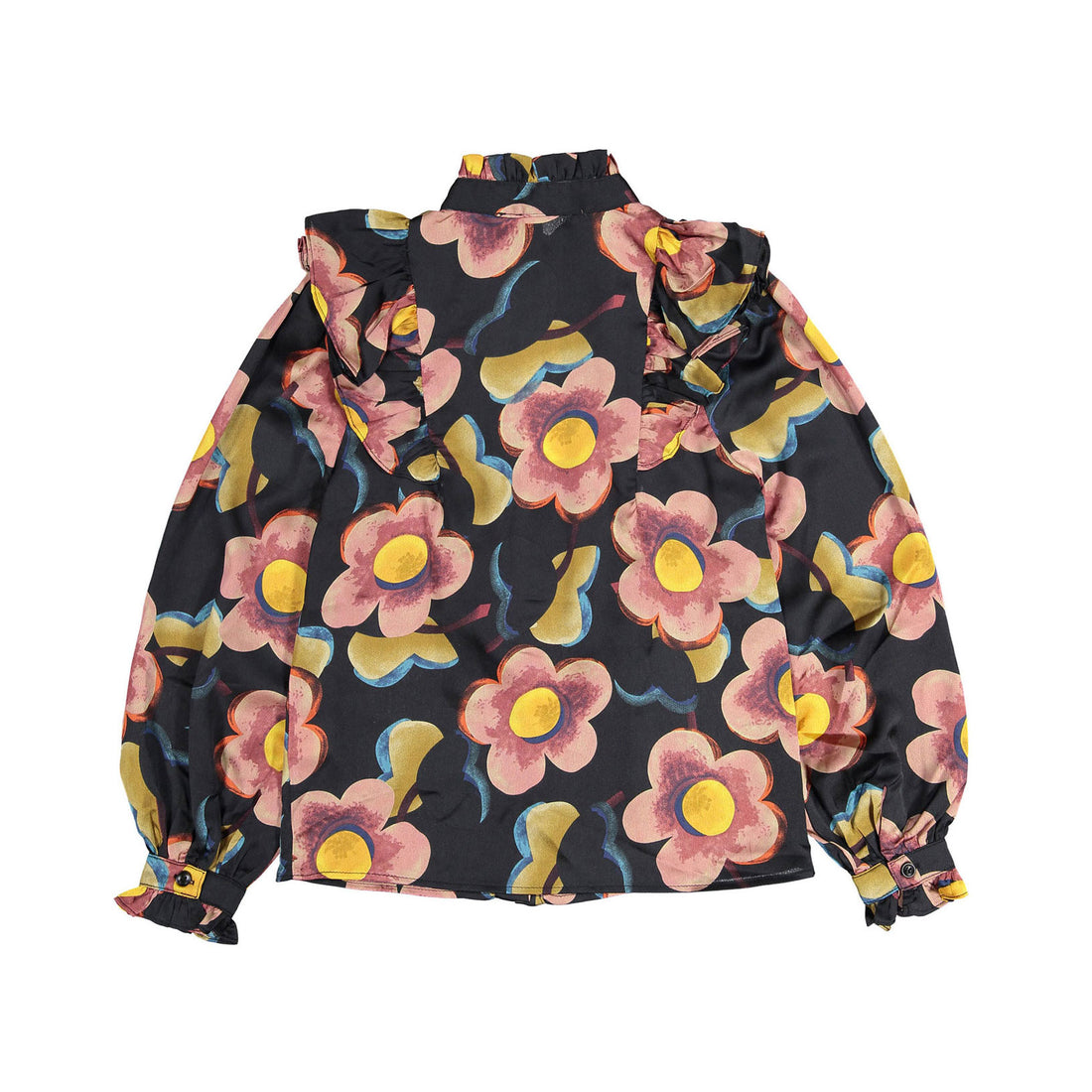 Ava and Lu Big Flowers Ruffle Blouse