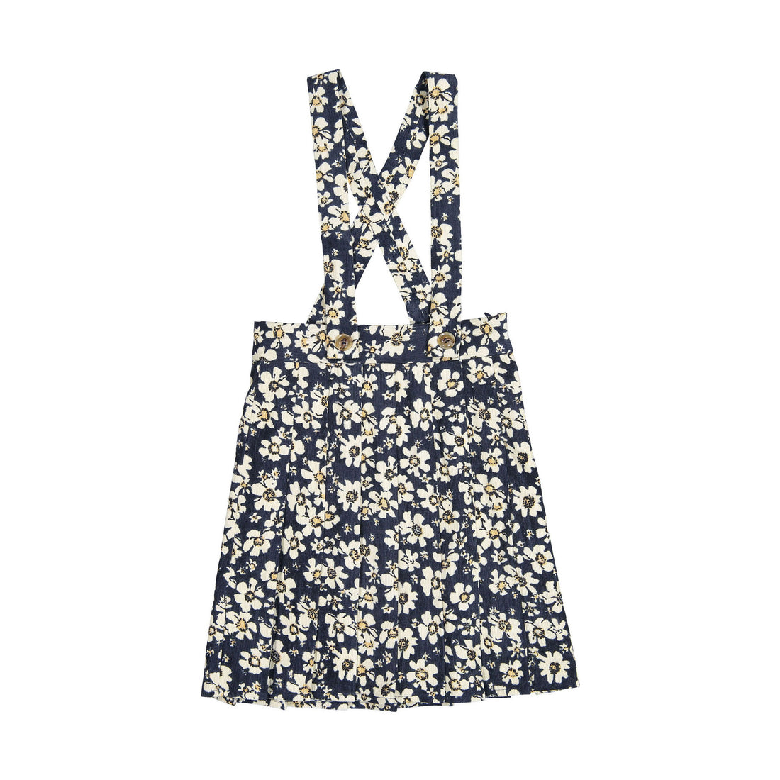 Rowe Blue Floral Corduroy Suspender Skirt