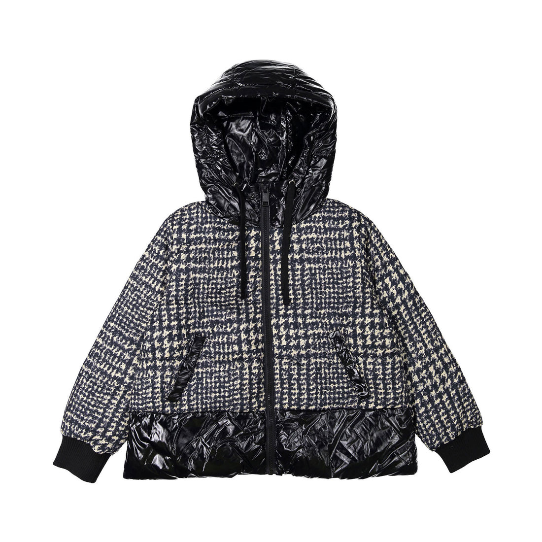 Vierra Rose Shiny Black & Print Charlyne Duvet Jacket