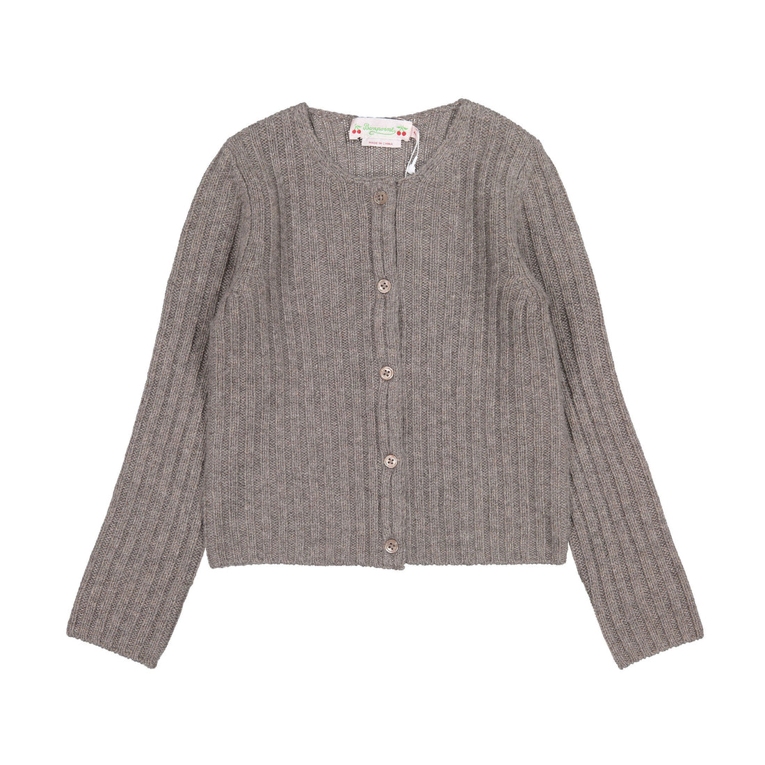 Bonpoint Taupe Ribbed Bresil Cardigan
