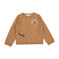 Bonpoint Hazelnut Floral Embroidered Baby Brode Cardigan