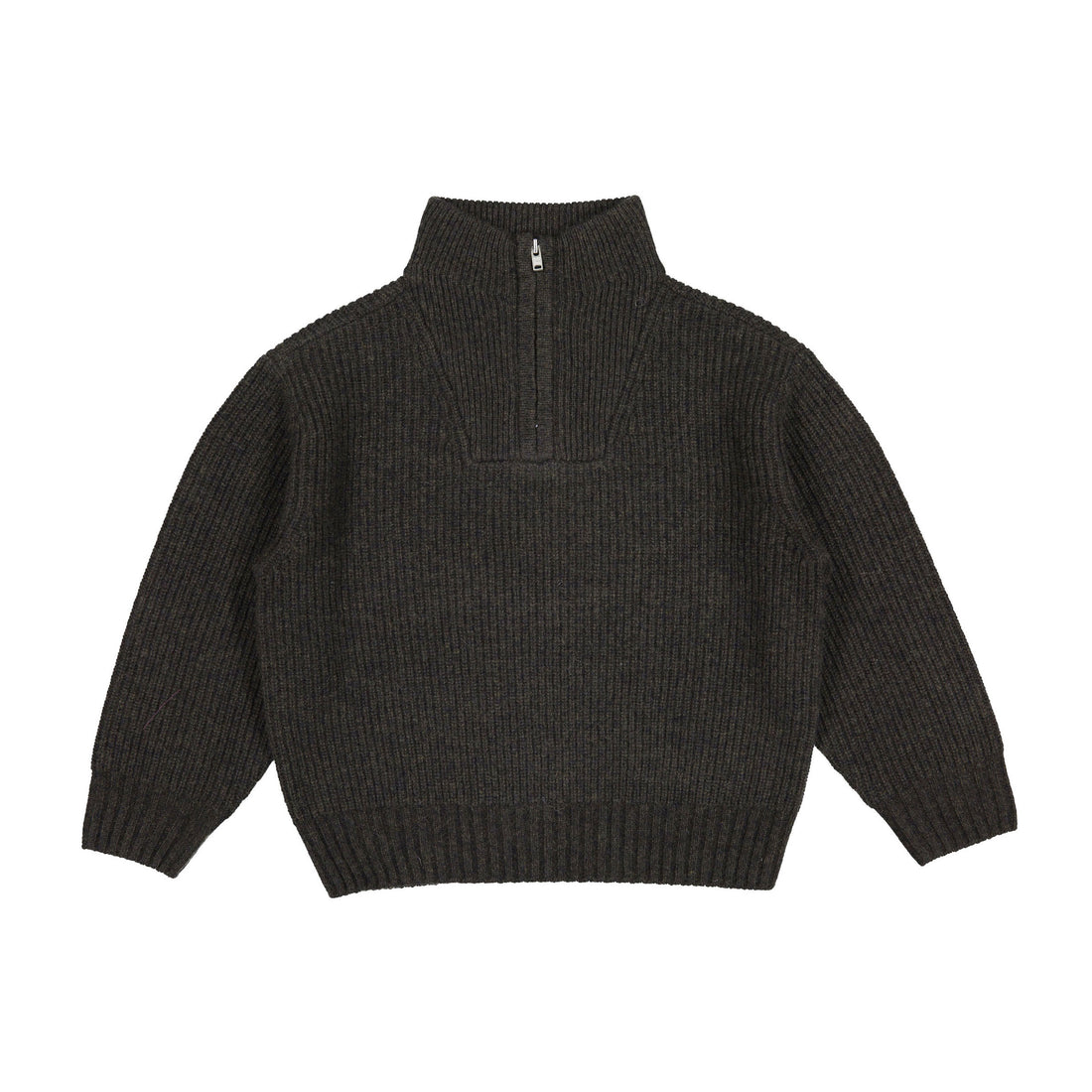 Bonpoint Dark Khaki Half Zip Knit Baldo Pullover