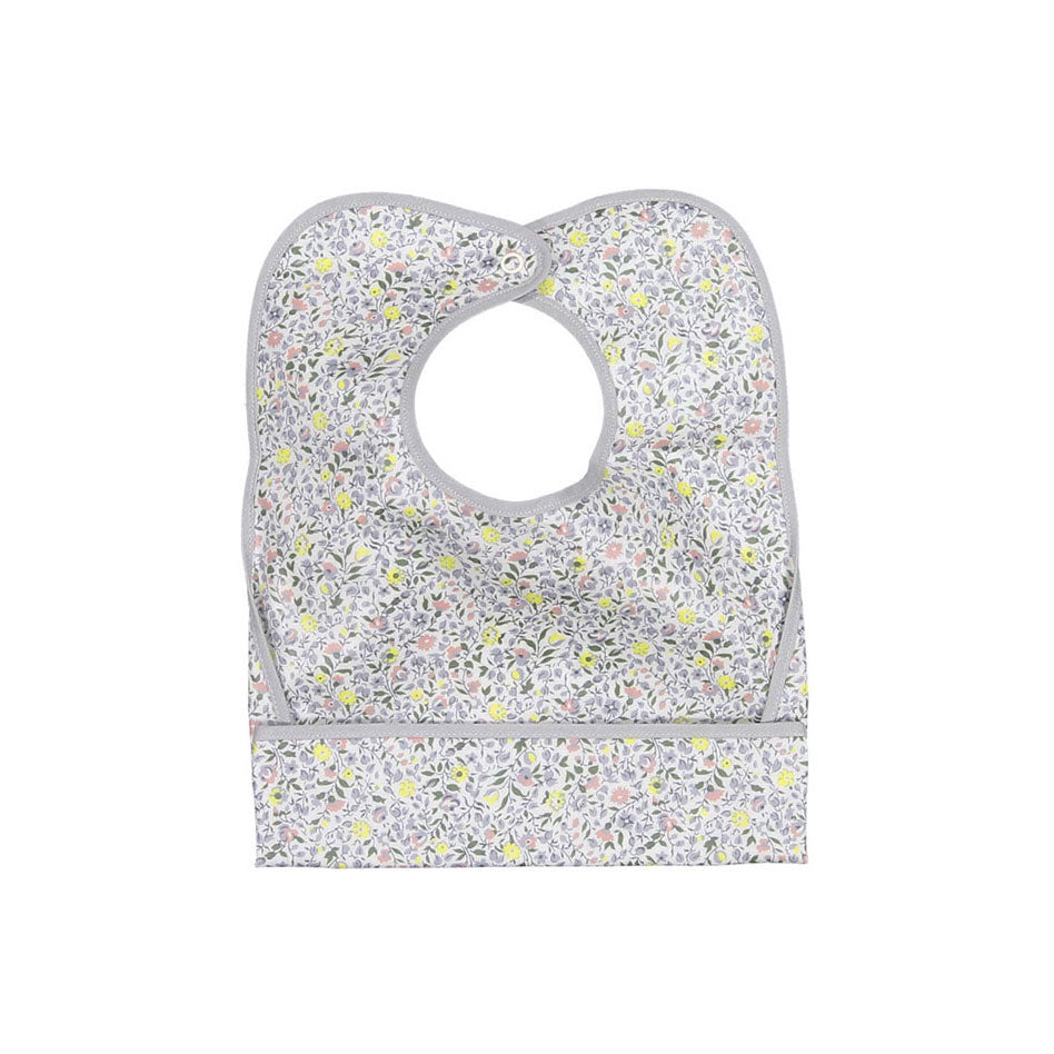 Bonpoint Light Grey Floral Bib Clip