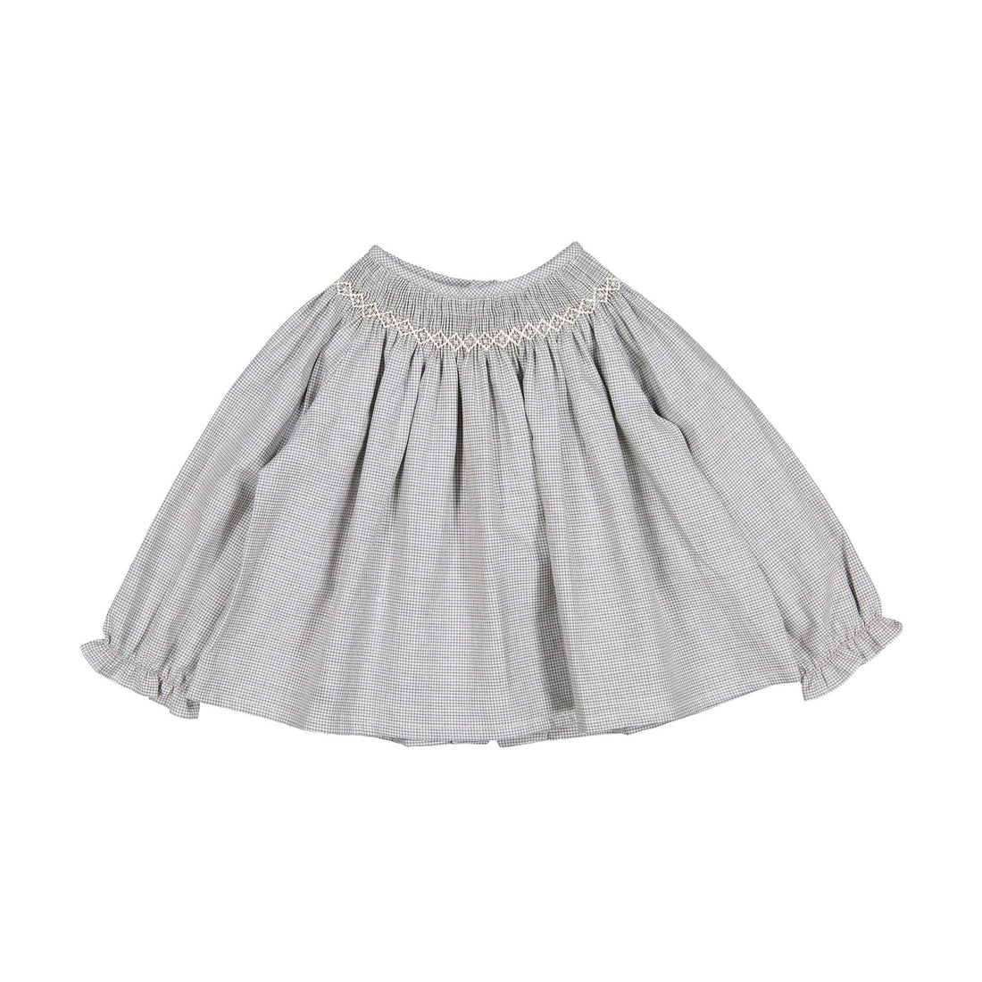 Bonpoint Light Grey Smocked Baby Blouse Smockee