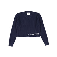 Les Coyotes de Paris Navy Kinga Cropped Sweater With Offcenter Logo