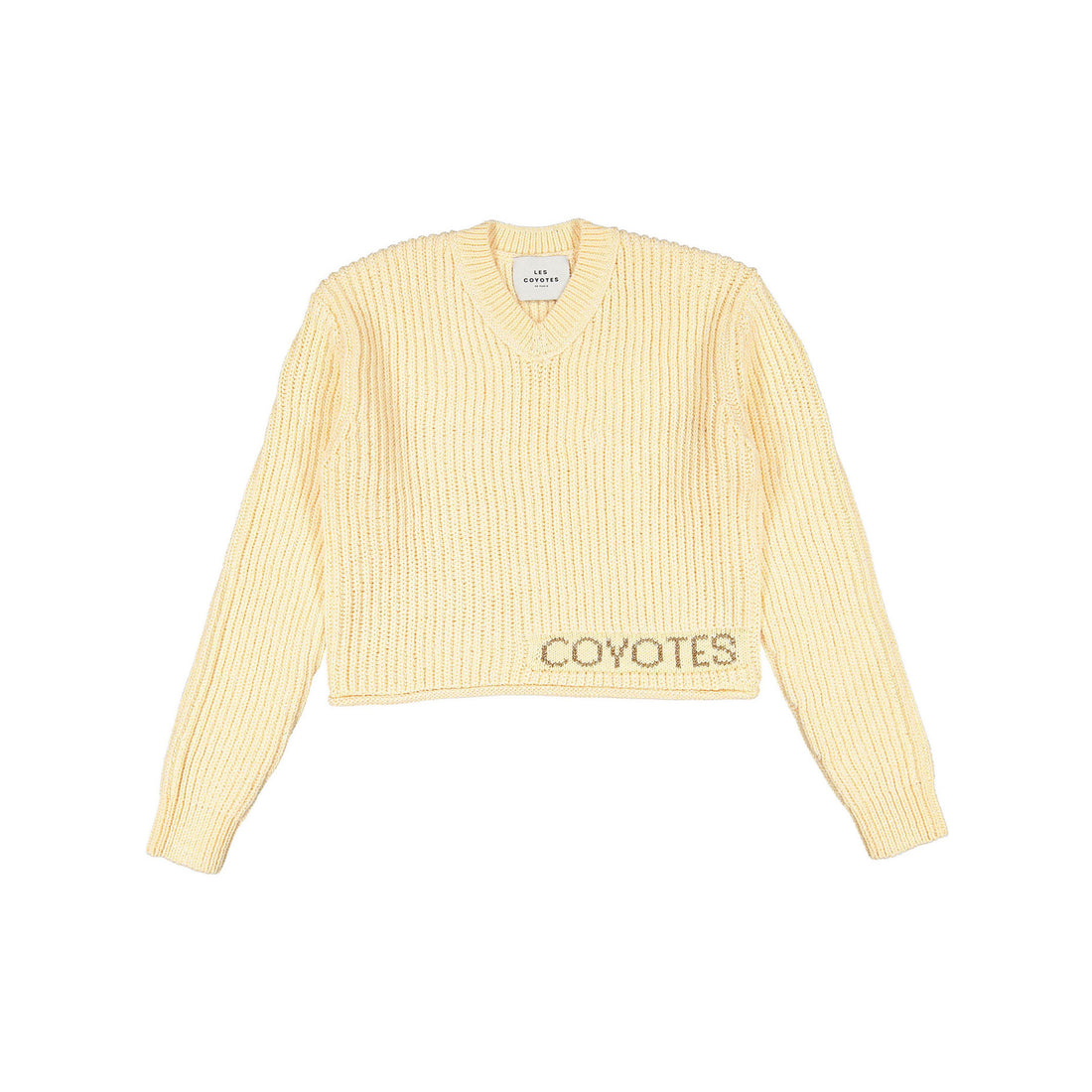 Les Coyotes de Paris Peach Kinga Cropped Sweater With Offcenter Logo