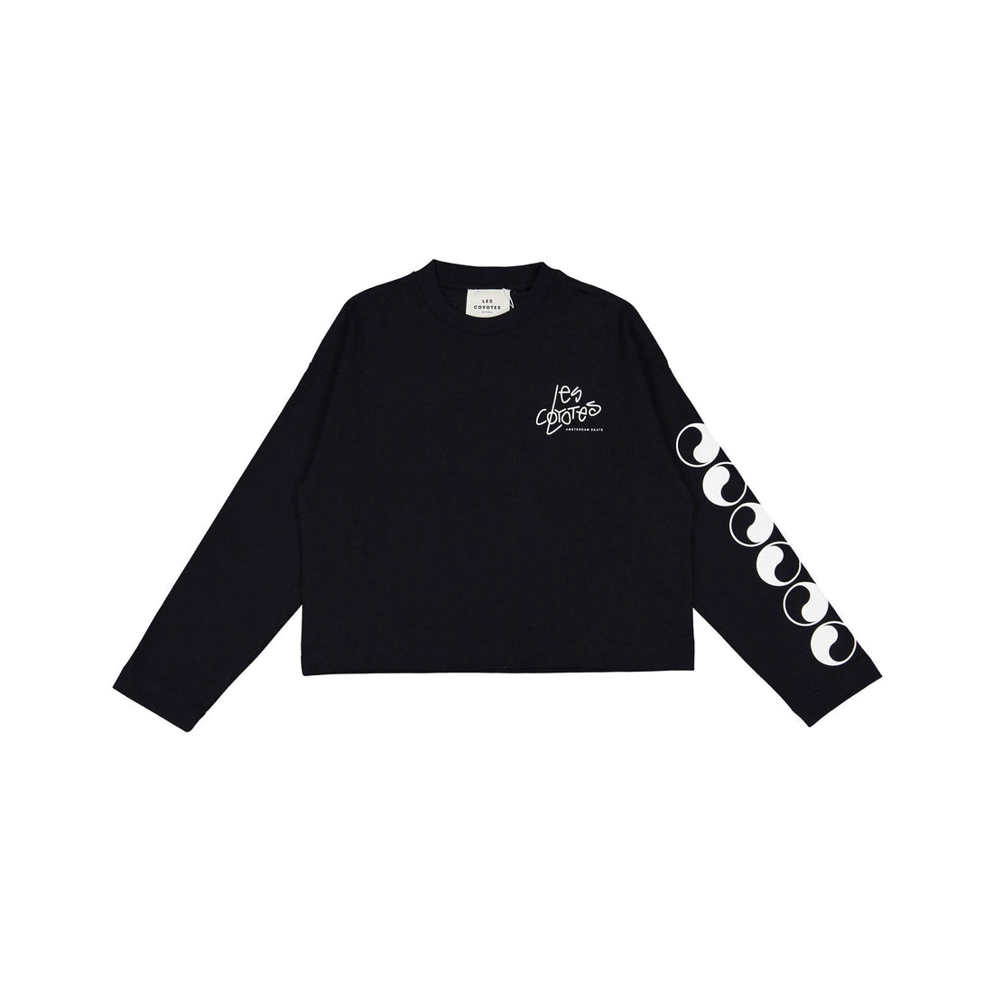 Les Coyotes de Paris Black Lesley Tie Front Ls Croptop Tshirt