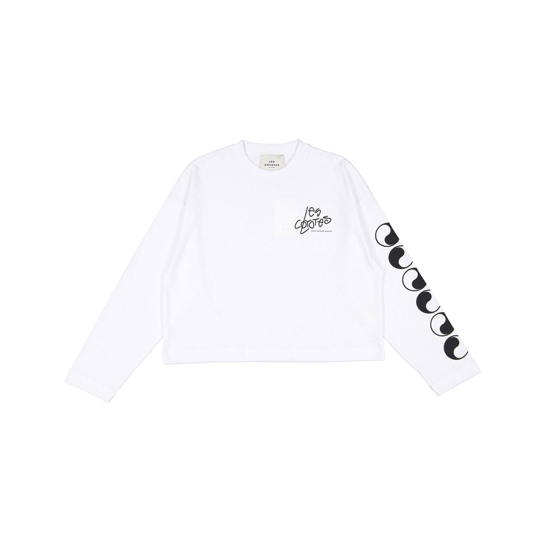 Les Coyotes de Paris White Lesley Tie Front Ls Croptop Tshirt