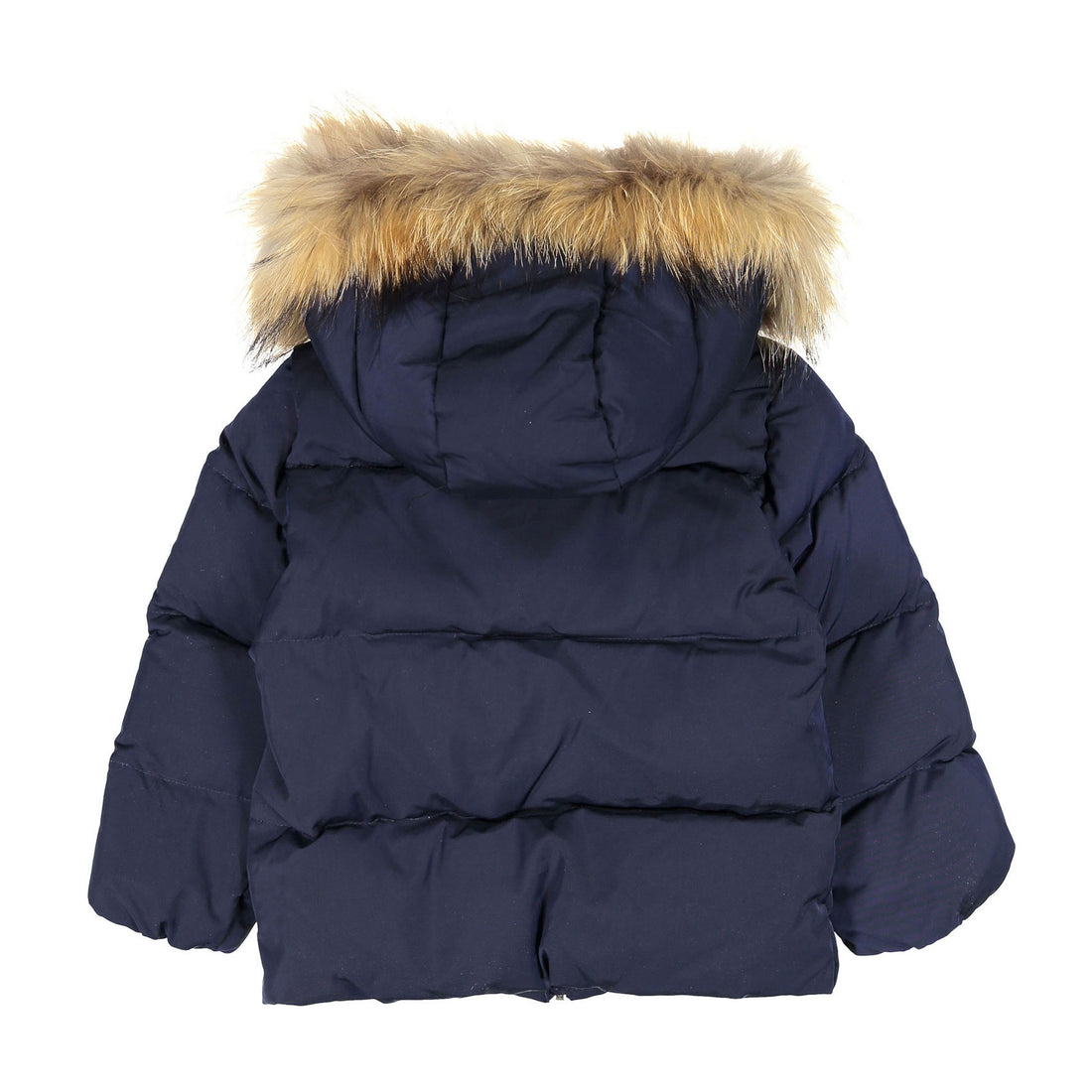 Add Blue Boy Fur Hooded Down Jacket With Logo