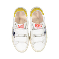 Golden Goose White/Blue/Mustard May School Trap Sneaker