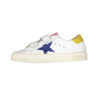 Golden Goose White/Blue/Mustard May School Trap Sneaker