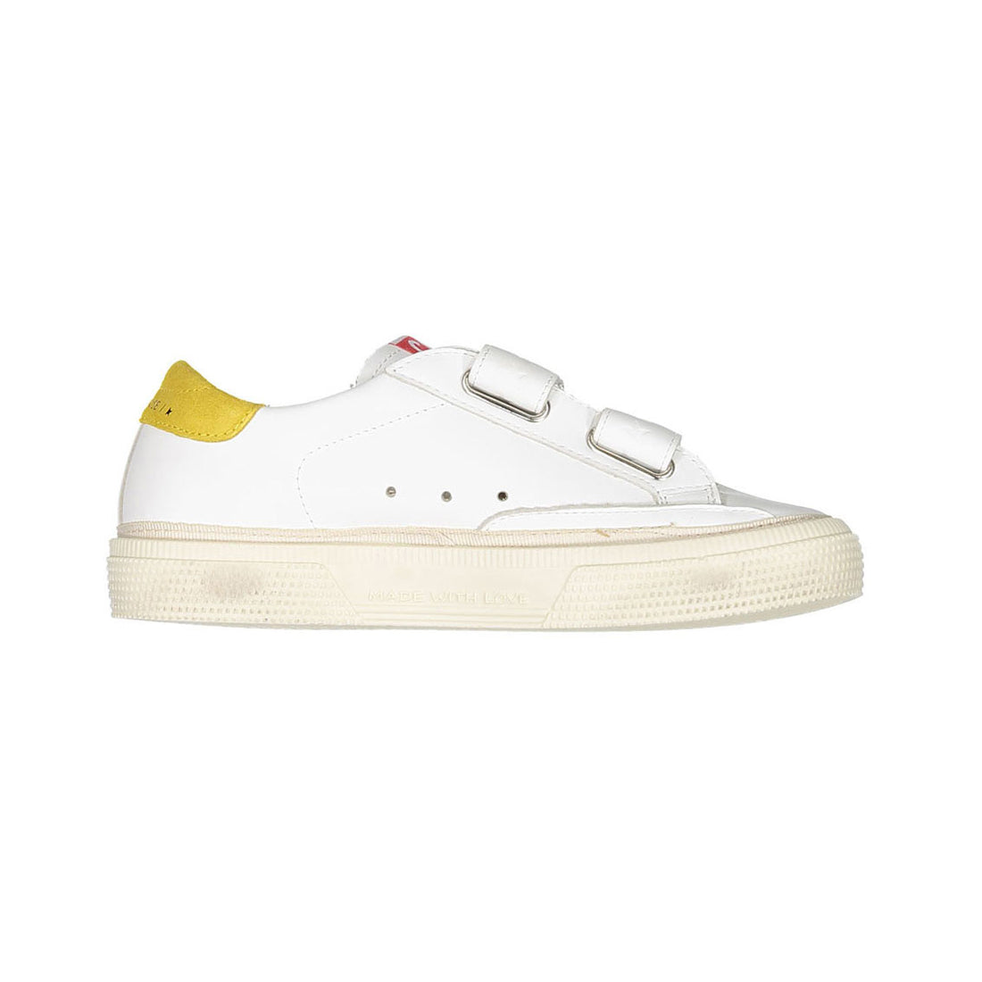 Golden Goose White/Blue/Mustard May School Trap Sneaker