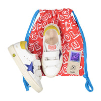 Golden Goose White/Blue/Mustard May School Trap Sneaker