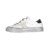 Golden Goose White/Ice/Charcoal Grey May Leather Sneakers