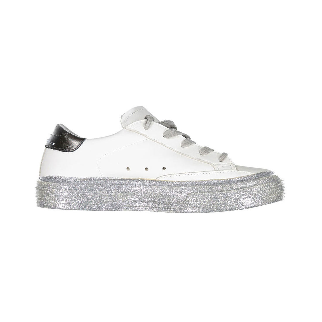 Golden Goose White/Ice/Charcoal Grey May Leather Sneakers