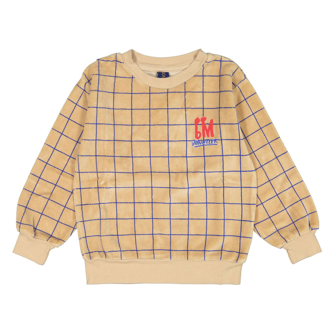 Bonmot Beige Velvet Checks Sweatshirt