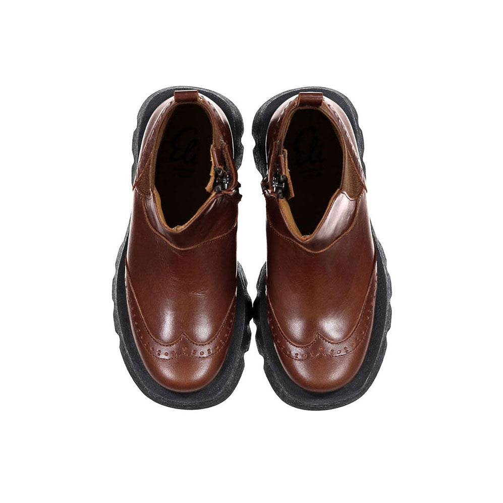 Papanatas Brown Leather Chunky Chelsea Boot