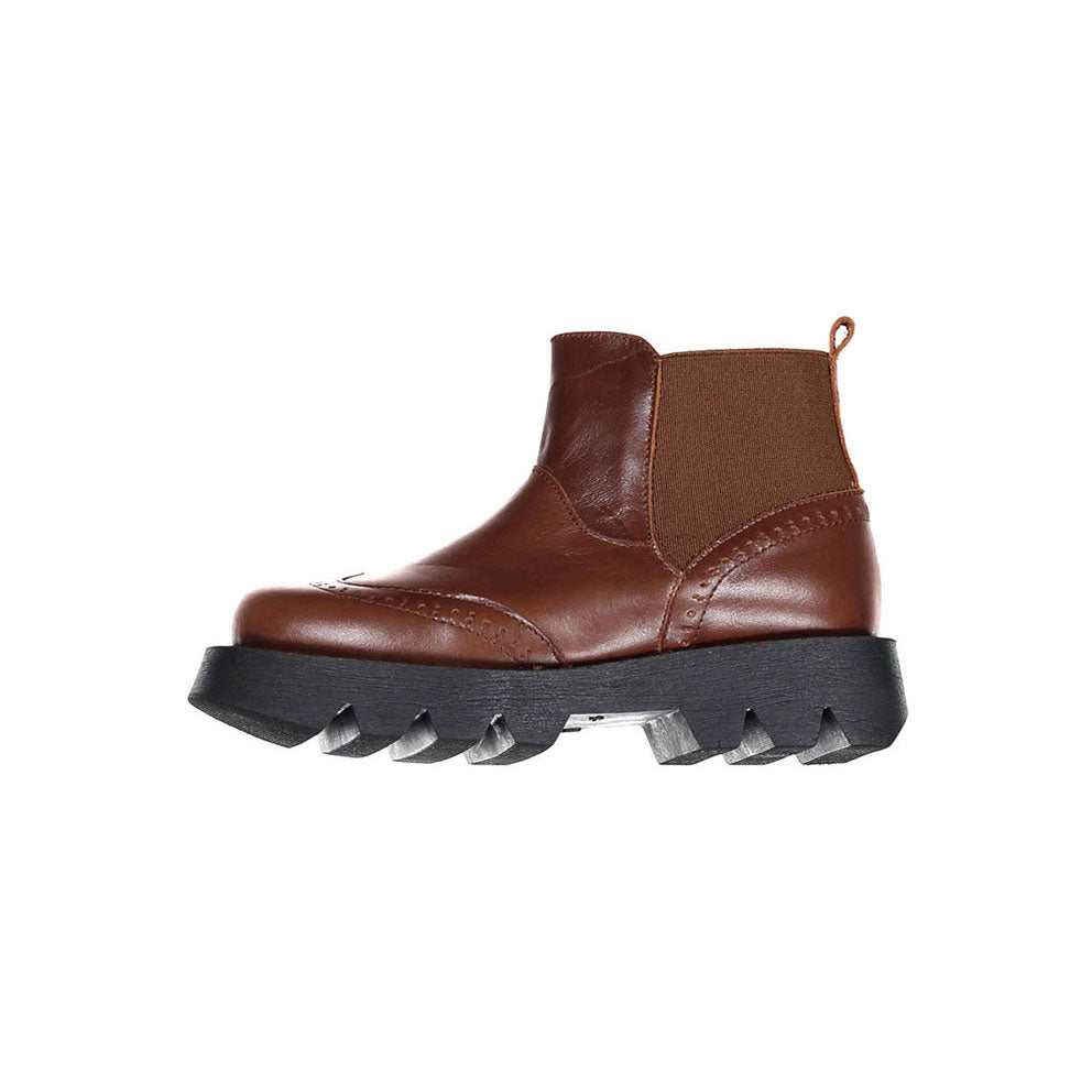 Papanatas Brown Leather Chunky Chelsea Boot