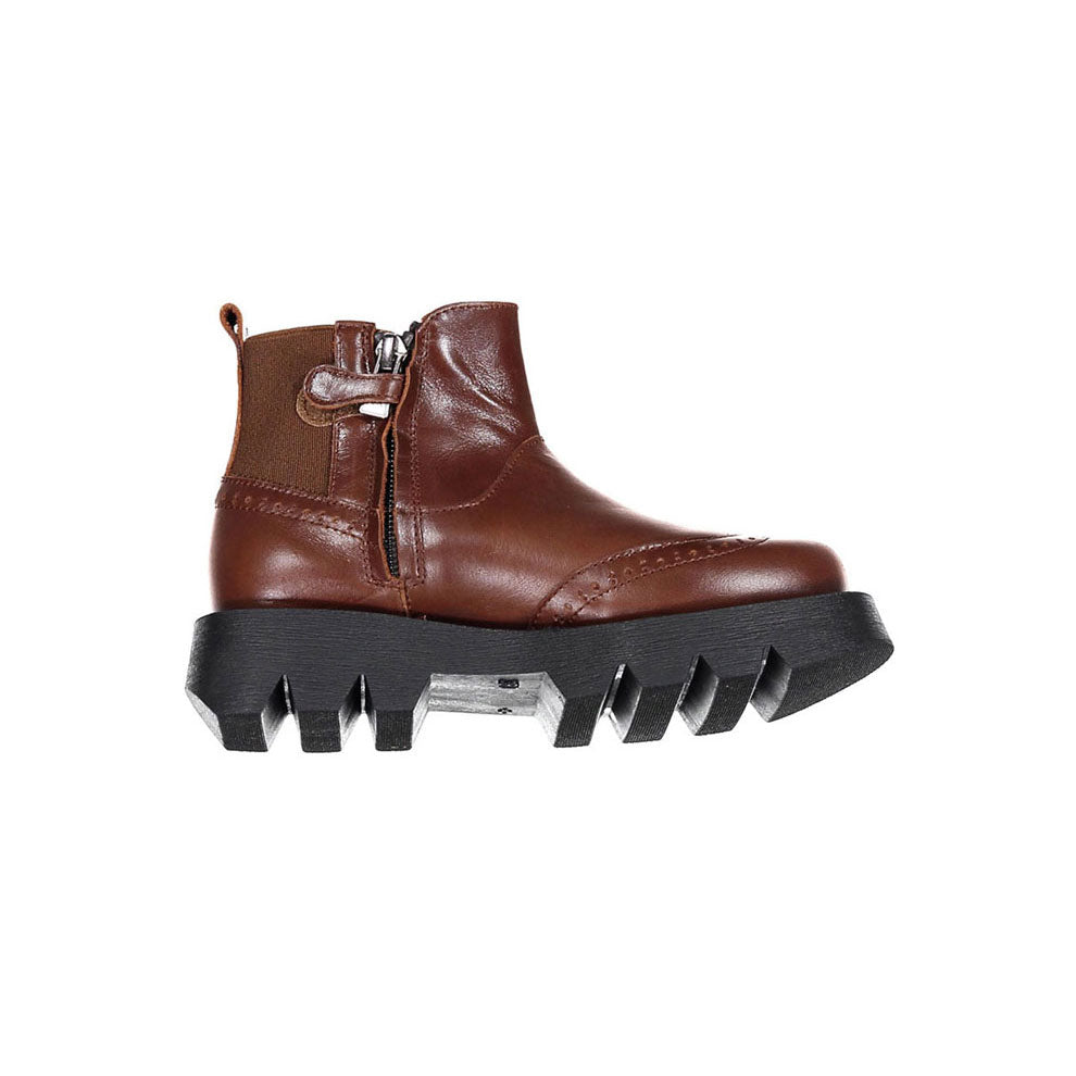 Papanatas Brown Leather Chunky Chelsea Boot