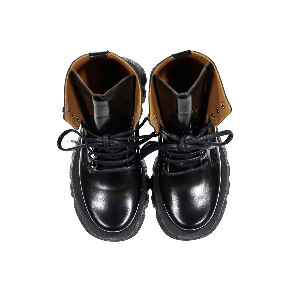Papanatas Black Leather Hiker Bootie