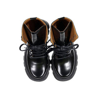 Papanatas Black Leather Hiker Bootie