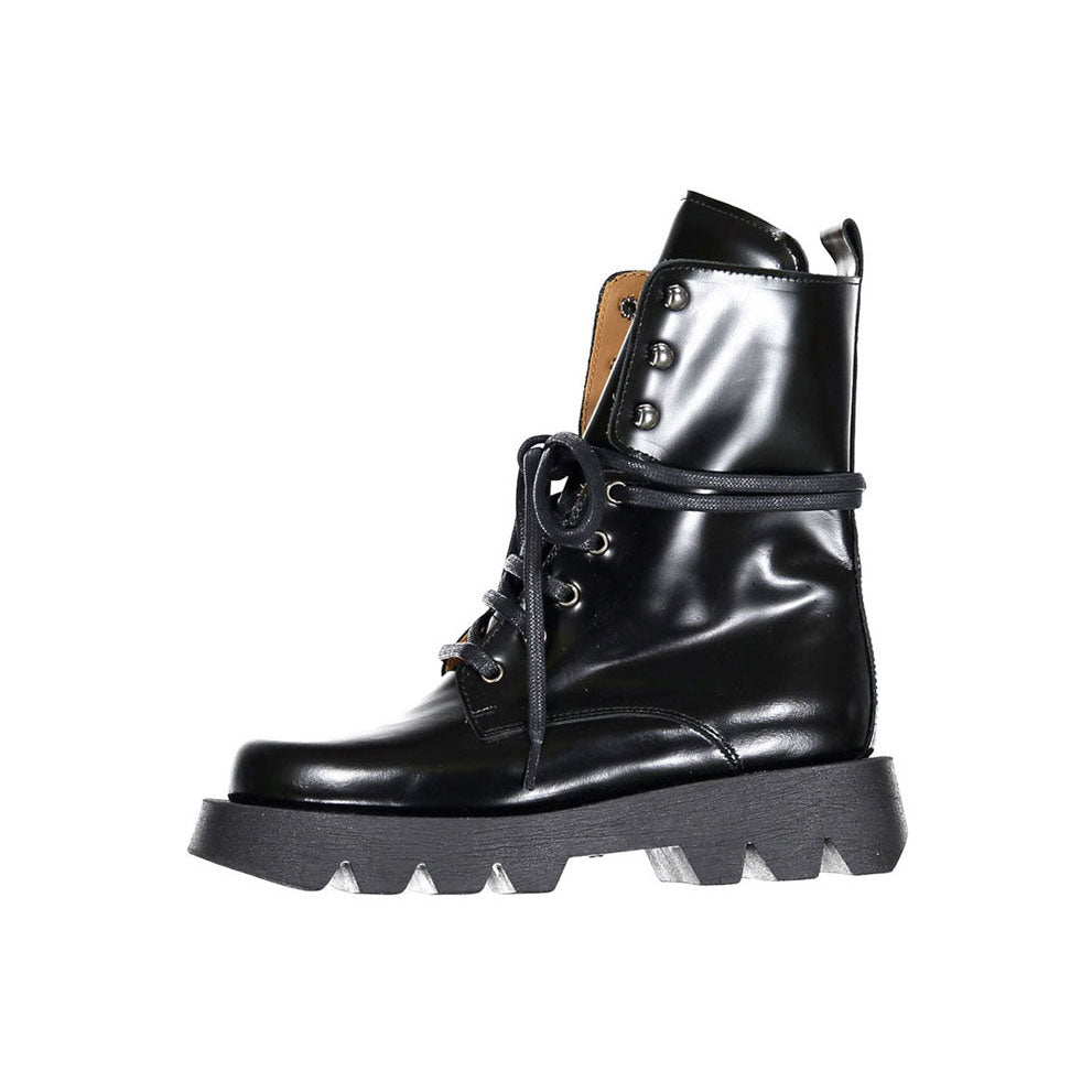 Papanatas Black Leather Hiker Bootie