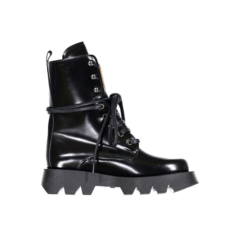 Papanatas Black Leather Hiker Bootie