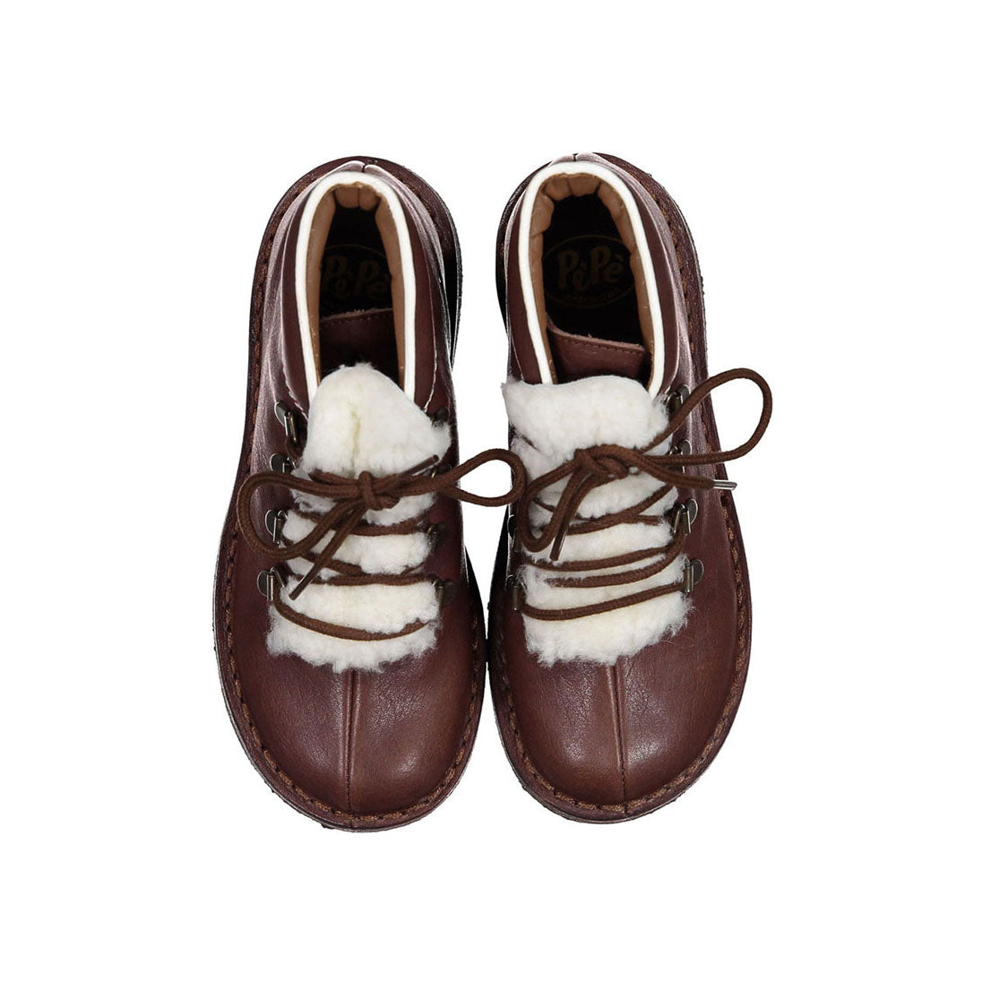 Pepe Brown Leather Fur Lined Lace-up Bootie