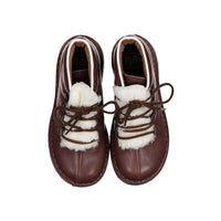 Pepe Brown Leather Fur Lined Lace-up Bootie