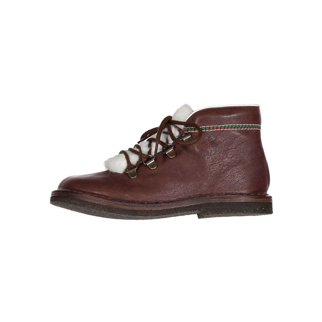 Pepe Brown Leather Fur Lined Lace-up Bootie