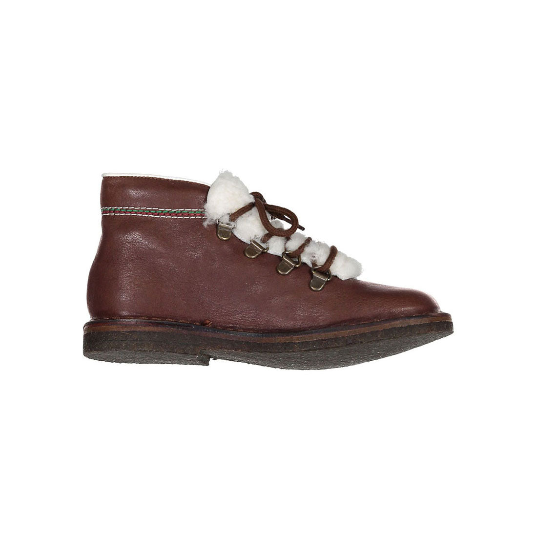 Pepe Brown Leather Fur Lined Lace-up Bootie