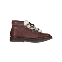 Pepe Brown Leather Fur Lined Lace-up Bootie