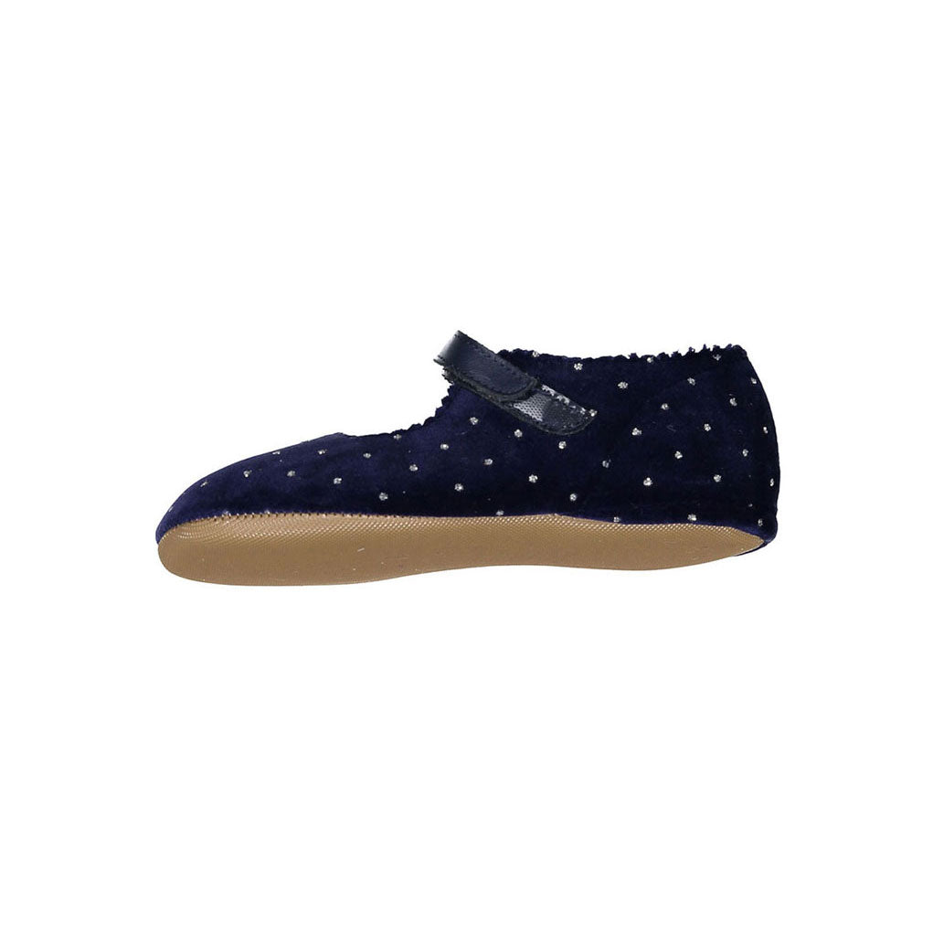 Pepe Navy Stone Dot Velvet Mary Janes