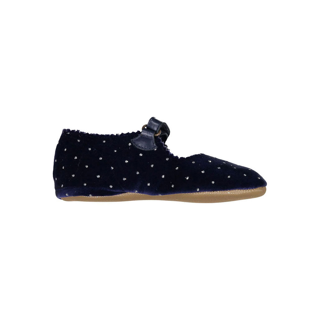 Pepe Navy Stone Dot Velvet Mary Janes